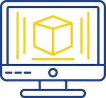 3d Modeling Line Two Color Icon vector