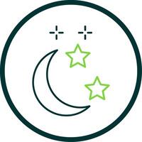 Moon and Star Line Circle Icon vector