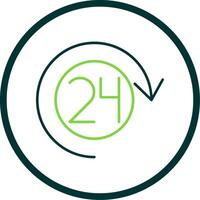 Open 24 Hours Line Circle Icon vector