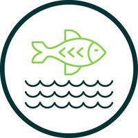 Fish Line Circle Icon vector
