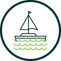 Sail Boat Line Circle Icon vector