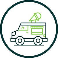 Icecream Van Line Circle Icon vector