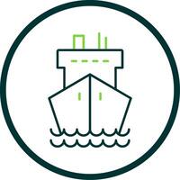 Cargo Ship Line Circle Icon vector