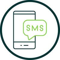 SMS línea circulo icono vector
