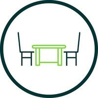Dining Table Line Circle Icon vector