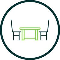 Dining Table Line Circle Icon vector