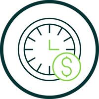 hora es dinero línea circulo icono vector