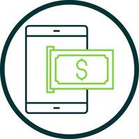 Mobile Pay Line Circle Icon vector