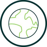 Planet Earth Line Circle Icon vector