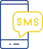 icono de línea de sms de dos colores vector