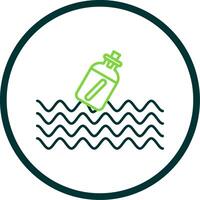 Message In A Bottle Line Circle Icon vector