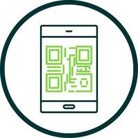 Qr Code Line Circle Icon vector