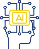 línea de inteligencia artificial icono de dos colores vector