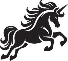 Black unicorn jumping flat icon illustration. vector