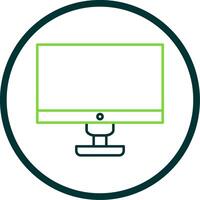 Computer Line Circle Icon vector