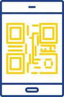 línea de código qr icono de dos colores vector