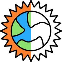 Sun Filled Half Cut Icon vector