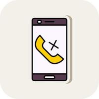 Missed Call Line Filled White Shadow Icon vector