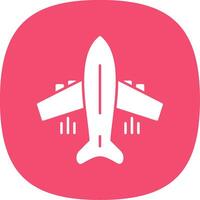 Flying Airplane Glyph Curve Icon vector
