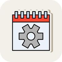 Calendar Line Filled White Shadow Icon vector