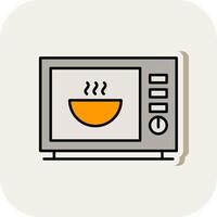 Microwave Line Filled White Shadow Icon vector