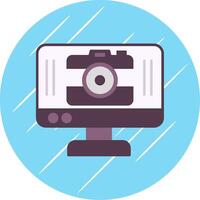 Camera Flat Blue Circle Icon vector