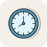 Wall Clock Line Filled White Shadow Icon vector