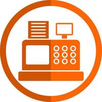 Cash Register Glyph Orange Circle Icon vector