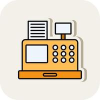 Cash Register Line Filled White Shadow Icon vector