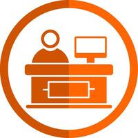 Cashier Glyph Orange Circle Icon vector