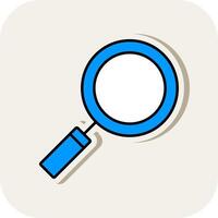 Magnifying Glass Line Filled White Shadow Icon vector