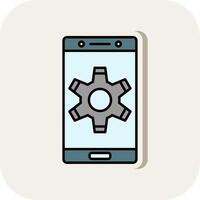 Setting Line Filled White Shadow Icon vector