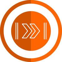 Fast Forward Glyph Orange Circle Icon vector