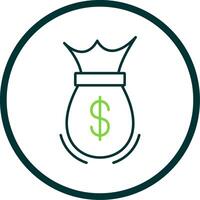 Money Bag Line Circle Icon vector