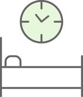 cama hora relleno icono vector