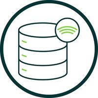 Wireless Database Line Circle Icon vector