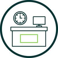 Workplace Line Circle Icon vector