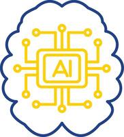 línea de inteligencia artificial icono de dos colores vector