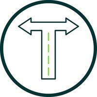 Crossroad Line Circle Icon vector