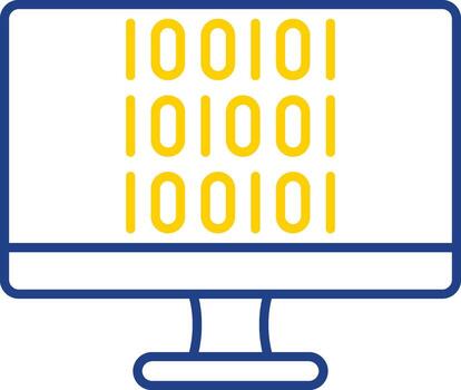 línea de código binario icono de dos colores vector