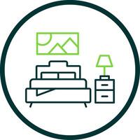 Bedroom Line Circle Icon vector