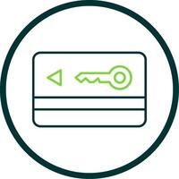Key Card Line Circle Icon vector