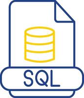 sql línea dos color icono vector