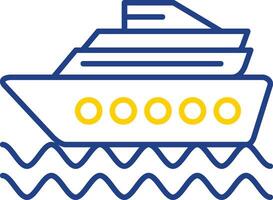 crucero Embarcacion línea dos color icono vector