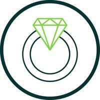 Diamond Ring Line Circle Icon vector