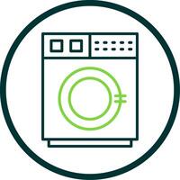 Washing Machine Line Circle Icon vector