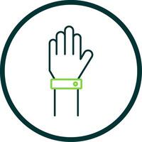 Raise Hand Line Circle Icon vector