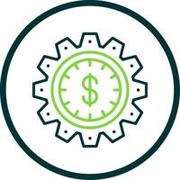 hora es dinero línea circulo icono vector