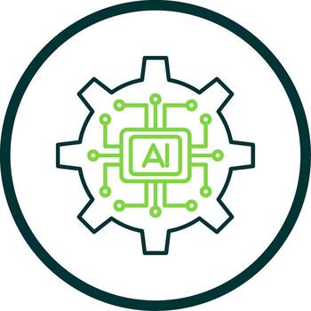 Artificial Intelligence Line Circle Icon vector