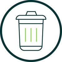 Dustbin Line Circle Icon vector